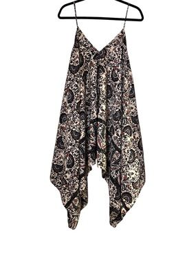 poetry ❤️❤️ Cream & Brown Multi Floral Sleeveless Boho Harem Jumpsuit Sz OS